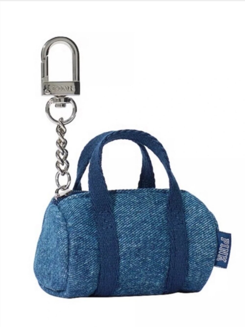 PINK Victoria's Secret Denim Mini Duffel Keychain - NWT